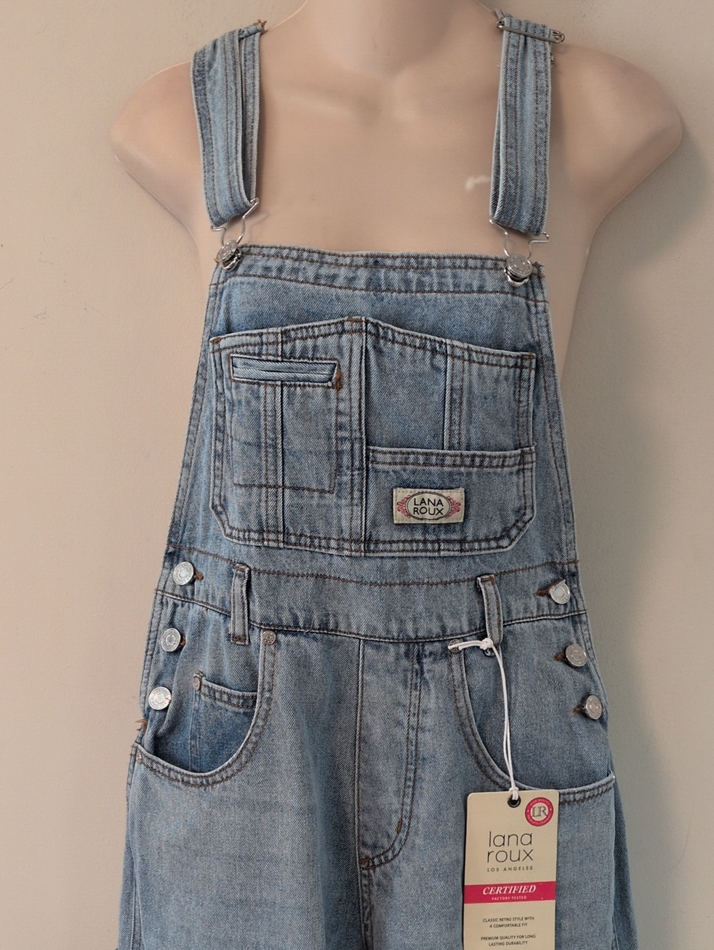 Lana Roux 90s Retro Dungaree Utility Cargo Denim Overalls XS - Picture 7 of 16